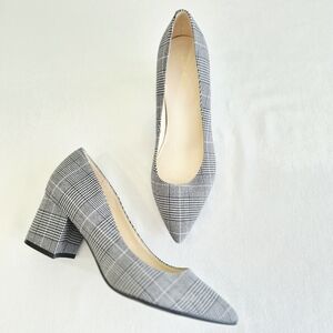 Nine West Issa Glen Plaid Block Heels 7.5